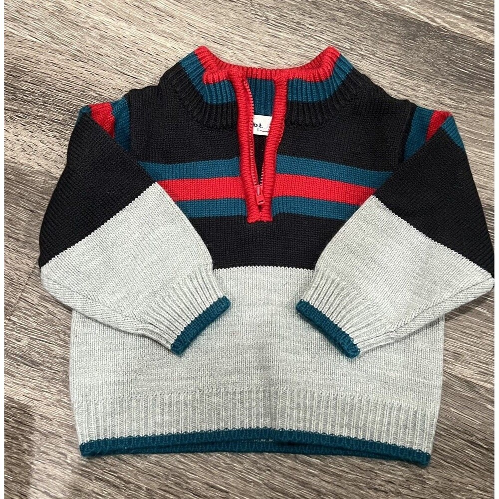 Vintage b.t. Kids 24M Colorblock Quarter Zip Sweater Y2K Striped Toddler